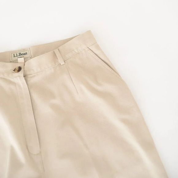 L.L. Bean Beige Straight  Leg 100% Cotton Pants 12 Tall - Picture 7 of 10